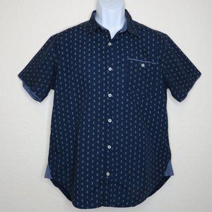 Akrux* Men's Short Sleeve Button Down Curved Hem Chest Pocket Shirt~ Size Large‎
